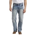 Silver Jeans Co. Men's Gordie Loose Fit Straight Leg Jeans, Light Wash Indigo, 32W x 32L