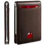 RUNBOX Men's Leather Minimalist Slim Wallet with Money Clip RFID Blocking (Coffee)