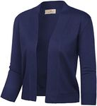 GRACE KARIN Women's 3/4 Sleeve Knit Cropped Cardigan Sweaters Open Front Bolero Shrugs Coat Tops S-3XL, Navy Blue, Medium