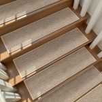 Deerly Linen Stair Treads Non Slip 4pcs Absorbent Stair Runner for Wooden Steps Peel and Stick Stairs Carpet Treads Indoor Staircase Covers Mat with Self-Adhesive Backing for Pets Kids 8"X30" Beige