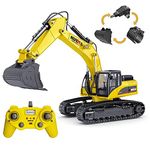 Huina CY1580 2.4G 23ch Full Alloy RC Excavator Constuction Vehicle, Yellow/Grey