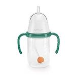NumNum Weighted Straw Cup for Infant & Toddler 6-12 months - Expert Endorsed - 7oz Training Baby Cups w/Removable Handles - Easy to Use Self Feeding & Drinking Skills - Food-Grade Silicone (Green)