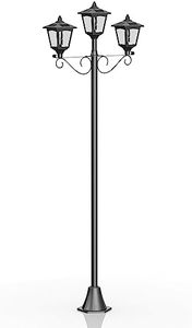 72" Solar Lamp Post Lights, Triple-Head Street Vintage Outdoor Post Light for Garden, Lawn, Planter Not Included