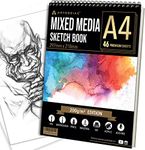 ARTZODIAC Sketch Book, A4 Drawing Pad, Mix Media Sketchbook, 200gsm Thick Art Paper, 46 Sheets 92 Pages, Spiral-Bound, Marker, Acrylic, Watercolour, Painting, Drawing pad for Kids, Gift for Artist