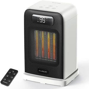 FLANUR Space Heaters for Indoor Use, 1500W Room Heater Fan 2 in 1 with Remote, Thermostat, LED Display, Overheat & Tip Over Protection, 12H Timer, 70° Oscillating Heater for Bedroom, White