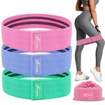 FUUNSOO Fabric Resistance Bands for Legs and Butt, Booty Training Bands Non-Slip Loop Exercise Bands with Carry Bag for Squat Glute Hip Thigh Workout Resistance Band, Pack of 3