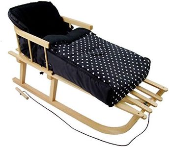 Paquete combinado rawstyle * * Madera de trineo con respaldo y cuerda, + universaler Saco de invierno (90 cm) Forro Polar, también adecuado para bebé, Cochecito, Buggy, Schwarz + Punkte Weiß