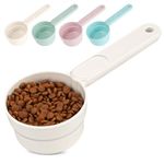 MSBC Melamine Pet Food Scoop, Cat Food Measuring Cups, Comfortable Long Handle Scoop for Dog, Cat, Ferret and Rabbit Food, 1 Cup Size Pet Food Feeding Scoop Dishwasher Safe (White