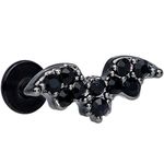 Body Candy Womens 16G Black PVD Steel Black Accent Bat Labret Monroe Lip Ring Tragus 5/16"