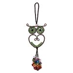 WEWAYSMILE Car Accessories Natural Gem Tree of Life Pendant Owl Shaped Tree of Life Charm Rear View Mirror Hanging for Home Decor, Car Ornament, Party, Meditation Ornament