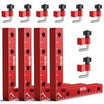 Preciva 90 Degree Positioning Squares (14cm/5.5"), Aluminum Alloy Right Angle Clamps Fixing Clamp, Professional Woodworking Tools Carpenter Squares for Picture Frame Box (5.5inch*4 Pack) (Red)