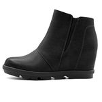 Athlefit Wedge Booties for Women with Heel Hidden Wedge Boots Comfortable Ankle Boots, Black, 7.5