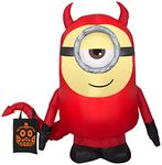 Gemmy Airblown Inflatable Minion Stuart in Devil Costume, 3.5 ft Tall, Red