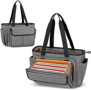 LUXJA Teacher Bag with Accordion File Area and Laptop Sleeve, Teacher Tote Bag for Women (Patent Pending), Gray