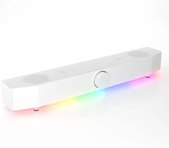 Tilted Nation Monitor Sound Bar for PC Desktop - Gaming Soundbar - LED RGB Computer Speakers with USB Wired or Wireless Bluetooth 5.0, 3.5 AUX