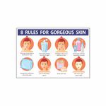 Anne Print Solutions® 8 Rules of gorgeous skin Chart system Posters For Hospital Posters | Nursing Home Posters | Clinic Posters Pack Of 1 Pcs Size 13 Inch X 19 Inch* Multicolor