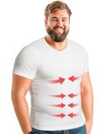 ARMSTRONG AMERICA Mens Compression T Shirt Gynecomastia | V Neck Slimming Undershirt Compression Shirt for Men. Mens Shapewear (XX-Large, White)