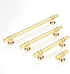 Susenya T Bar Pulls,Cabinet Knobs and Handles,Drawer Pulls Gold,T Shaped Handles,6.3" Hole Centers,Cabinet Drawer Pulls,with Screws,Aluminum Alloy,Pack of 4