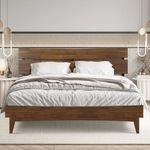 Acacia Aurora Wooden Bed Frame with Headboard, Bed Frame Queen Size, 800 lbs Capacity Wood Bed Compatible with All Mattress Types, Non-Slip and Noise-Free, Wood Slats Support, Easy Assembly, Walnut