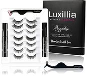 Luxillia Magnetic Lashes with Eyeliner, Most Natural Looking Magnetic Eyelashes Kit with Applicator, Best 8D and 3D Look, Reusable Fake Eye Lash, No Glue, Strongest Waterproof Liquid Liner (10 PIECE SET)