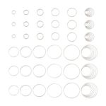 Craftdady 52Pcs Round Open Bezel Charm 10 Sizes Hollow Circle Linking Ring Sterling Silver Plated Earring Hoop for Jewellery Making Necklace Bracelet