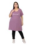 CUPID Women Plus Size Cotton Round Neck Half Sleeve Regular Fit T-Shirt, Nightwear, Sleepwear, Daily Use Gym N Lounge Wear Long Tops For Ladies_Lavender_4X Large, 3XL