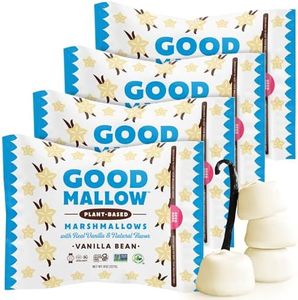 GoodMallow Vegan Marshmallows - Large Kosher Halal Gluten Free Dairy Free Healthy- Natural Gelatin Free Marshmallows for Hot Chocolate, Smores, Baking - Nothing Artificial, Made in USA (White Vanilla ) (Pack of 4)