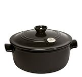 Emile Henry Flame Round Stewpot Dutch Oven, 5.5 quart, Charcoal