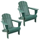 Sunnydaze Folding All-Weather Adirondack Chair - for Patio or Yard - 300-Pound Capacity - 34.5-Inch - Set of 2 - Green