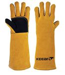 KEEAN Mig/Arc/Tig Welding 16 Inch Gloves With Extra Padded Palm Leather High Temperature Hot Thermal Work Resistant At 500°C Leather Cut Proof Gaunlets With Kevlar Stitching, Pack Of 1