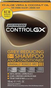 Just For Men Control GX 2-in-1 Shampoo & Conditioner, Gradually & Permanently Reduces Grey Hair With Each Wash, New Improved Formula – All Shades, 118 ml