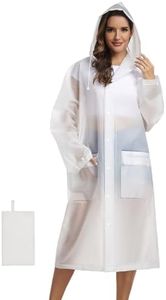 MOCOTONO Reusable Thicken EVA Rain Ponchos for Adults (1 Pack)- Extra Long Rain Jackets Raincoats for Men Women (White,Universal)