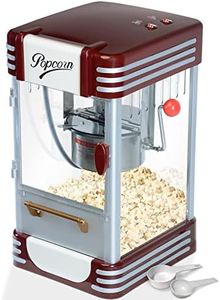 Máquina para Palomitas - con Olla Extraíble de Acero de Capacidad 50g y Cuchara Dosificadora, 330-360W, 200g/10min, 60L/h - Pop Corn Retro, Palomitero Vintage