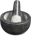 Navaris Mortar and Pestle Set - Granite Pestle and Mortar Bowl for Grinding Spice, Garlic, Nuts, Herbs, Pesto - 4 3/4" Diameter
