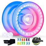 ShungRu Yoyo Kids K1 Crystal Blue Pink, Responsive Yoyo for Kids Beginners, Trick Yoyo Plastics Yoyo Ball, Replacement 12 Yoyo Strings + Yo Yo Glove + Yo-Yo Case Bag + 2 Yoyo Hubstacks