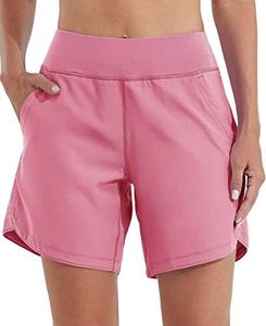 Willit Women's 7" Swim Board Shorts Quick Dry Beach Swimming Shorts UPF 50+ High Waisted Liner Pockets Peach Size 10