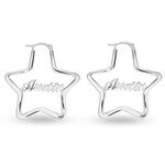 SIlver Style Personalized Customized Name Star Hoop Earrings for Teen Women | Personalized Gift | Personalised Name Gift