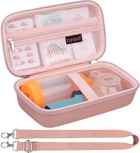 Canboc Carrying Case for Asthma Inhaler, Handheld Spacer for Adults and Kids, Mask, Inhaler Spacer Bag with Removable Shoulder Strap, Mesh Pocket fit Medicine or Essentials, Rose Gold (Case Only)