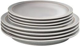 Denby - Elements Dinner & Lunch Plate 8 Piece Set - Light Grey, Dishwasher Safe 4 x Medium & Large Plates - Microwave & Oven Proof Stoneware Lunch & Dinner Dishes - Chip Resistant for Everyday Use