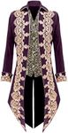 VOREING Mens Steampunk Pirate Jacket Gothic Prince Victorian Frock Coat, Purple, Medium