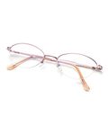 LianSan Oval Progressive Multifocus Reading Glasses - for Women Metal Frame Blue Light Blocking Readers with Spring Hinge, Unifocal Pink, M