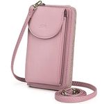 S-ZONE PU Leather RFID Blocking Crossbody Phone Bag for Women Small Cellphone Wallet Purse Pouch (Pink RFID Blocking)