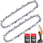 DanYee 6 Inch Mini Chainsaw Chain [2Pieces], 6 Inch Replacement Chains for Cordless Electric Portable Mini Chainsaw for Wood Branch Cutting (6 Inch Mini Chainsaw Chain [2Pieces])