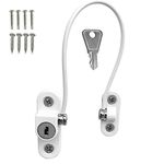 2 x UPVC Window Cable Restrictor Lock with Screws Child & Baby Safety Security Wire Tested to British Standards (White)