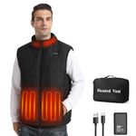 day wolf Heated Vest, 7.4V Long Lasting Waterproof Windproof Mens Heated Vest, Rechargeable Puffer Vest Women with Battery, Black, X-Large