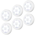 AMIR (Upgraded Version Motion Sensor Light, Cordless Battery-Powered LED Night Light, Stick-Anywhere Closet Light Stair Lights, Wall Lights for Hallway, Bedroom, Kitchen (White - Pack of 6)