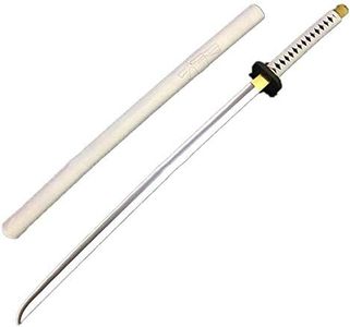 damdos Halloween Prop 40" Katana Weapon Cosplay Sword Roronoa Zoro PU Rubber Samurai Swords Birthdays Gifts(White)