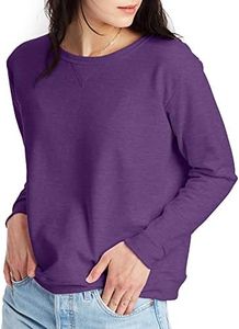 Hanes Women's V-Notch Pullover Fleece Sweatshirt, Violet Splendor Heather, Large