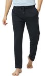 Fitfaction Men's Popcorn Lycra Regular Fit Trackpants with Side Pockets (XL, Black)