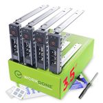 WorkDone 4-Pack - 3.5 inch Hard Drive Caddy - Compatible for Dell PowerEdge Servers - with Detailed Installation Manual - Sled Front Sticker Labels - Screwdriver- Added HDD Tray Screws